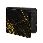 Black Gold Scratch Marble Print Bifold Wallet