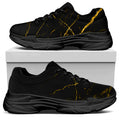 Black Gold Scratch Marble Print Black Chunky Shoes