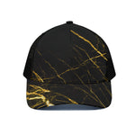 Black Gold Scratch Marble Print Black Mesh Trucker Cap