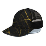 Black Gold Scratch Marble Print Black Mesh Trucker Cap