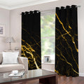 Black Gold Scratch Marble Print Dimout Grommet Curtains