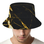 Black Gold Scratch Marble Print Bucket Hat