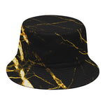 Black Gold Scratch Marble Print Bucket Hat