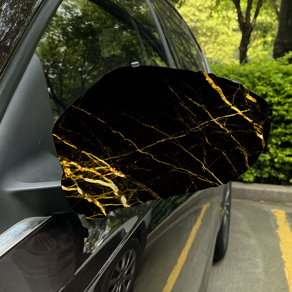 Black Gold Scratch Marble Print Car Side Mirror Covers