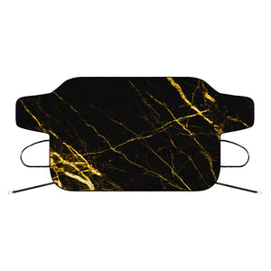 Black Gold Scratch Marble Print Car Windshield Snow Cover