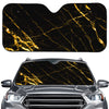 Black Gold Scratch Marble Print Car Windshield Sun Shade