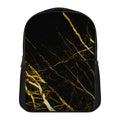 Black Gold Scratch Marble Print Casual Backpack