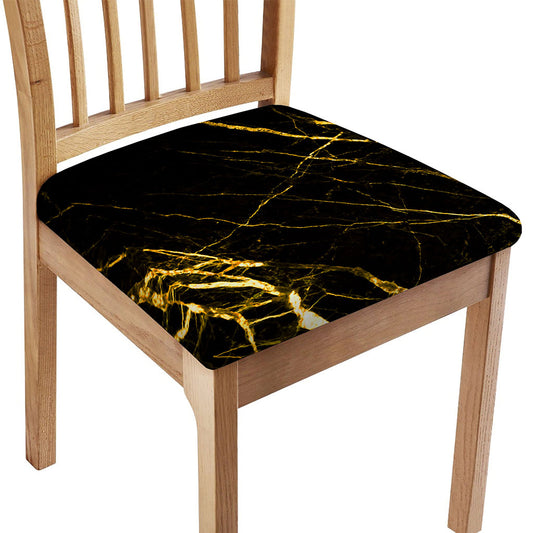 Black Gold Scratch Marble Print Chair Cushion Cover