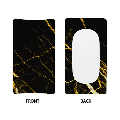 Black Gold Scratch Marble Print Changing Pad Cover