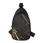 Black Gold Scratch Marble Print Chest Bag