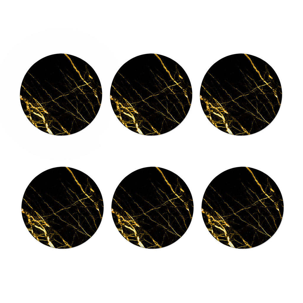 Black Gold Scratch Marble Print Coaster Set