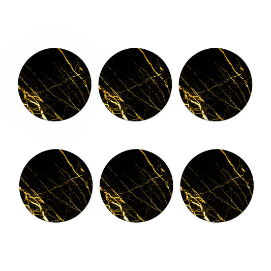 Black Gold Scratch Marble Print Coaster Set