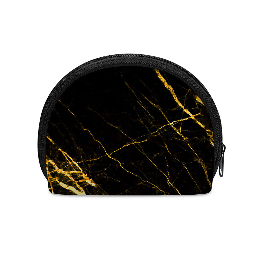 Black Gold Scratch Marble Print Coin Purse