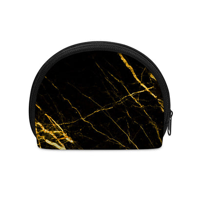 Black Gold Scratch Marble Print Coin Purse
