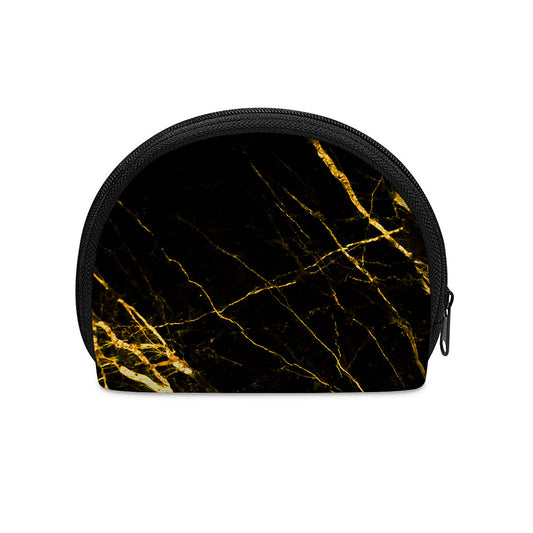 Black Gold Scratch Marble Print Coin Purse