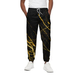 Black Gold Scratch Marble Print Cotton Pants