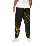 Black Gold Scratch Marble Print Cotton Pants