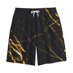 Black Gold Scratch Marble Print Cotton Shorts