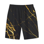 Black Gold Scratch Marble Print Cotton Shorts