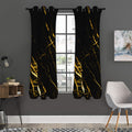 Black Gold Scratch Marble Print Grommet Curtain Panels