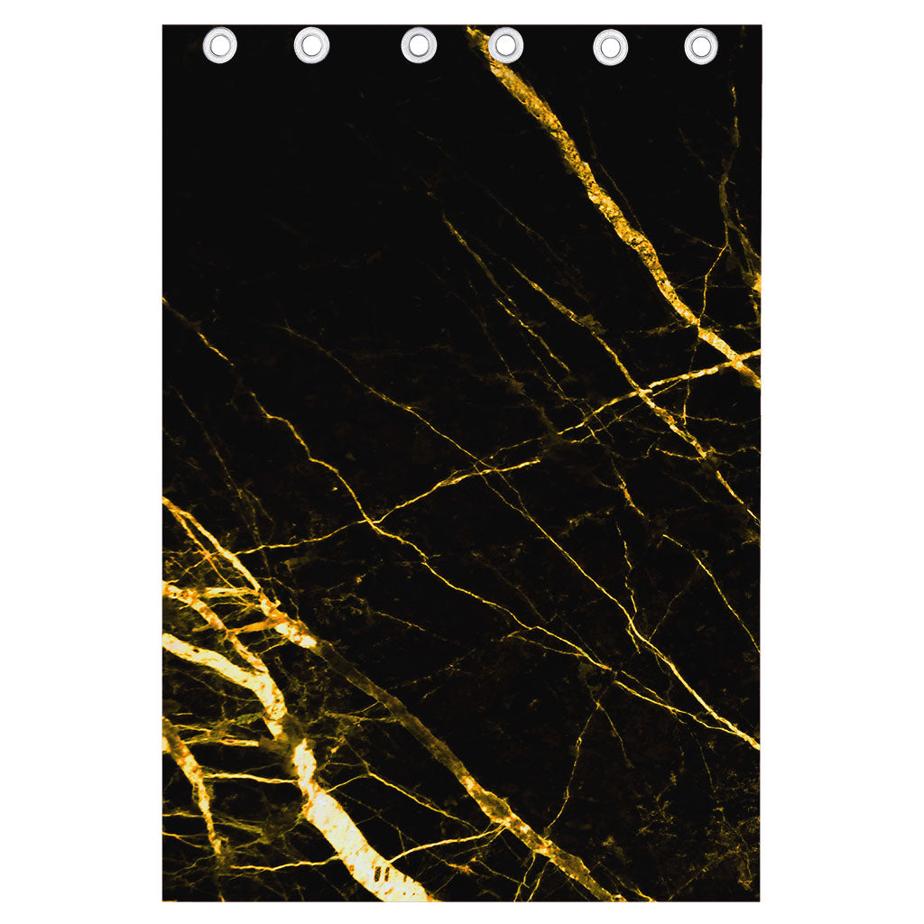 Black Gold Scratch Marble Print Curtain