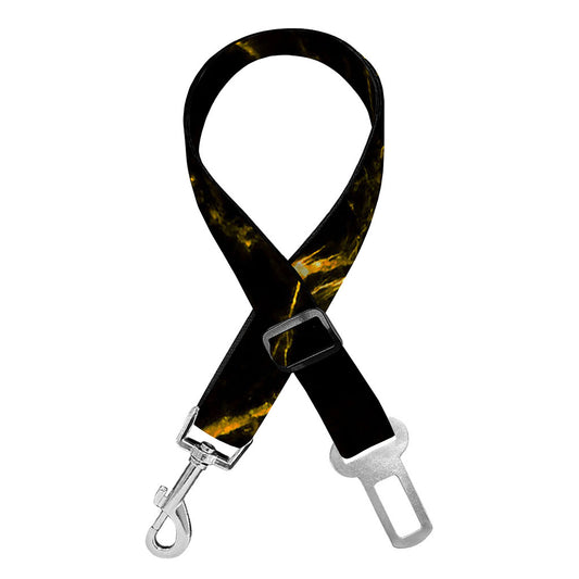 Black Gold Scratch Marble Print Dog Seat Belt
