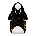 Black Gold Scratch Marble Print Dog Zip Up Hoodie