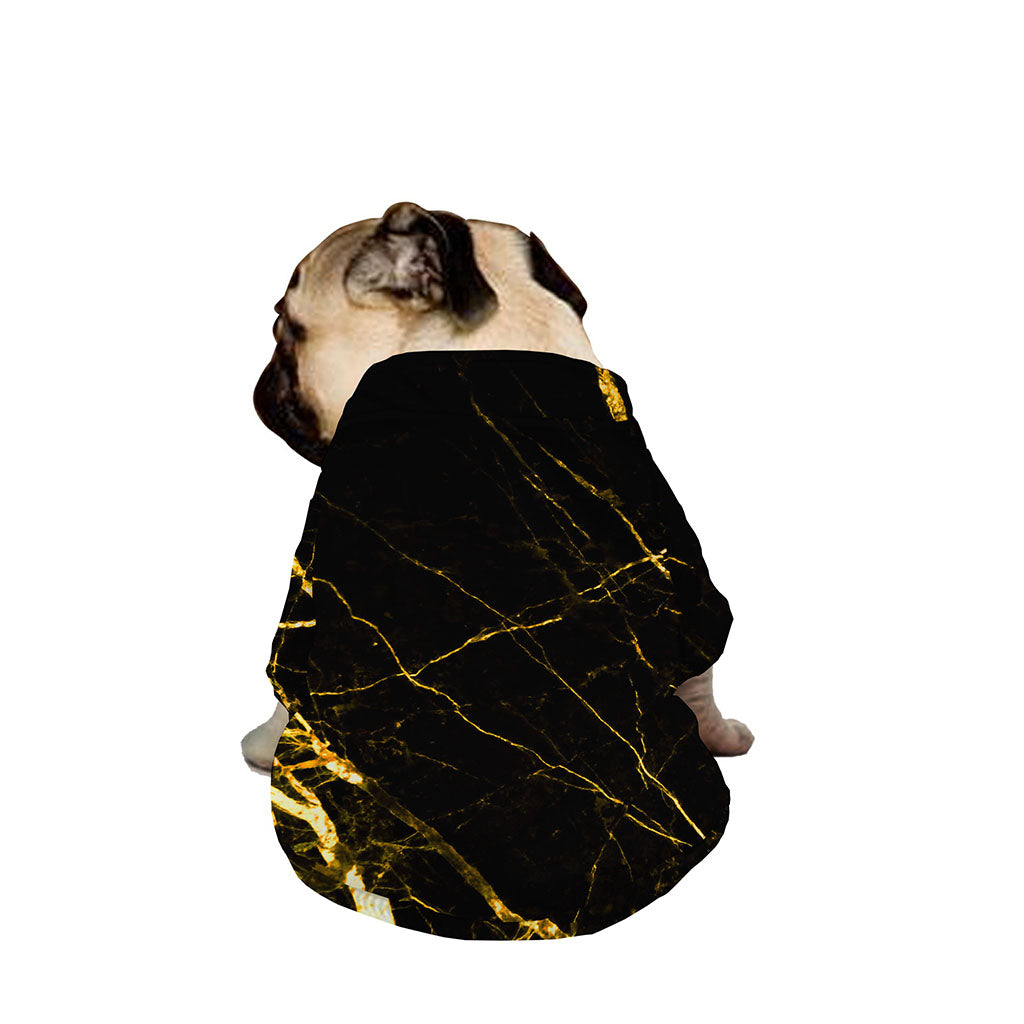 Black Gold Scratch Marble Print Dog Zip Up Jacket