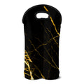 Black Gold Scratch Marble Print Double Neoprene Wine Tote