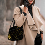 Black Gold Scratch Marble Print Double Strap Bible Bag