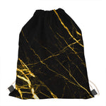 Black Gold Scratch Marble Print Drawstring Bag