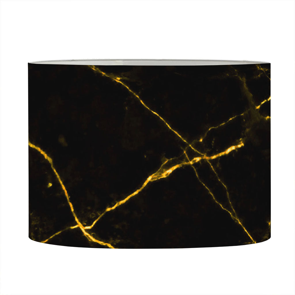Black Gold Scratch Marble Print Drum Lamp Shade