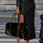 Black Gold Scratch Marble Print Duffle Bag