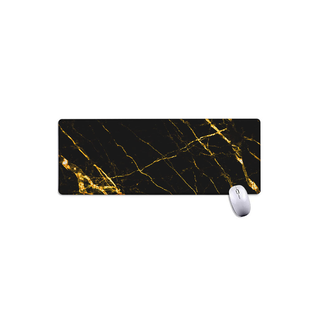 Black Gold Scratch Marble Print Extended Mouse Pad