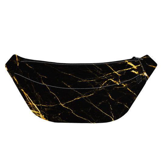 Black Gold Scratch Marble Print Fanny Pack