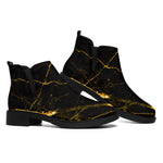 Black Gold Scratch Marble Print Flat Ankle Boots