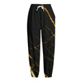 Black Gold Scratch Marble Print Fleece Lined Knit Pants