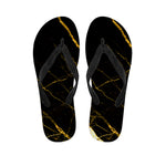 Black Gold Scratch Marble Print Flip Flops