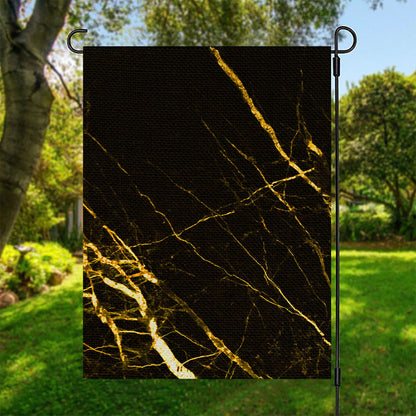 Black Gold Scratch Marble Print Garden Flag