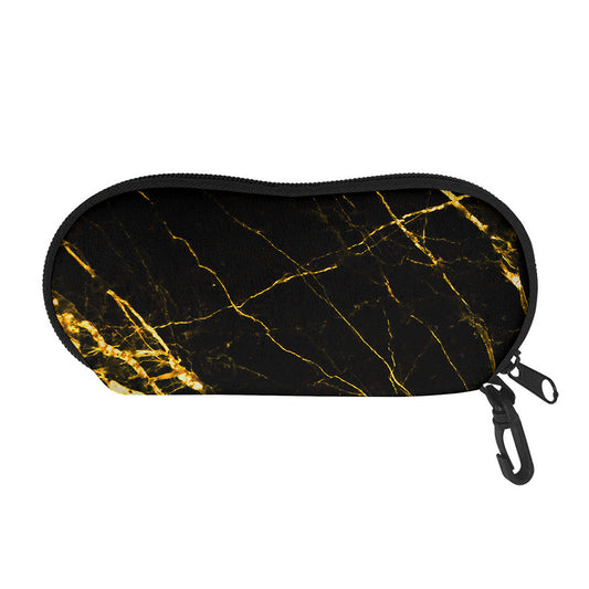Black Gold Scratch Marble Print Glasses Case