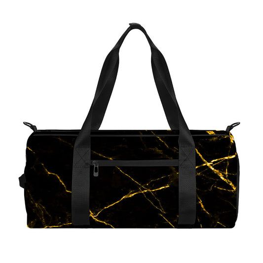Black Gold Scratch Marble Print Gym Bag