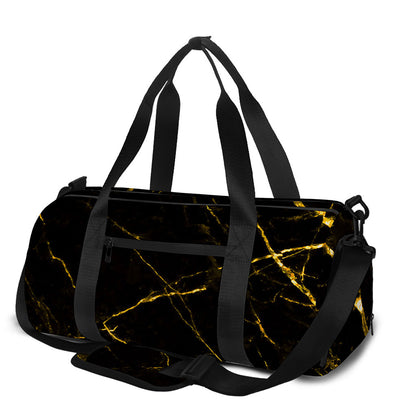 Black Gold Scratch Marble Print Gym Bag