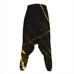 Black Gold Scratch Marble Print Hammer Pants