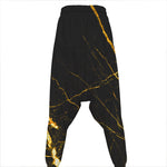 Black Gold Scratch Marble Print Hammer Pants