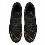 Black Gold Scratch Marble Print High Top Leather Sneakers