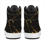 Black Gold Scratch Marble Print High Top Leather Sneakers