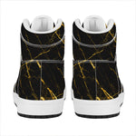 Black Gold Scratch Marble Print High Top Leather Sneakers
