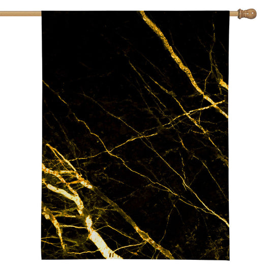 Black Gold Scratch Marble Print House Flag