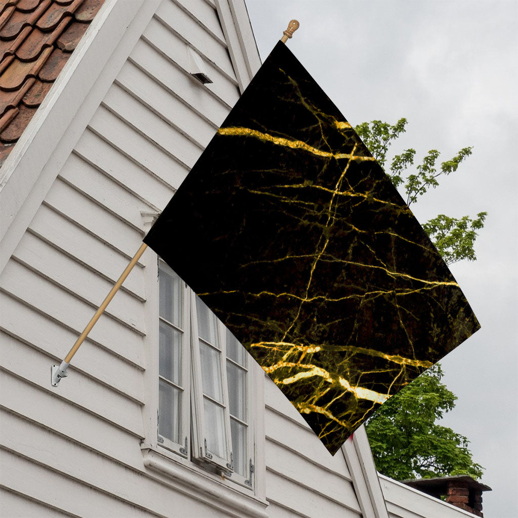 Black Gold Scratch Marble Print House Flag