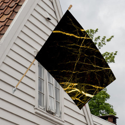 Black Gold Scratch Marble Print House Flag